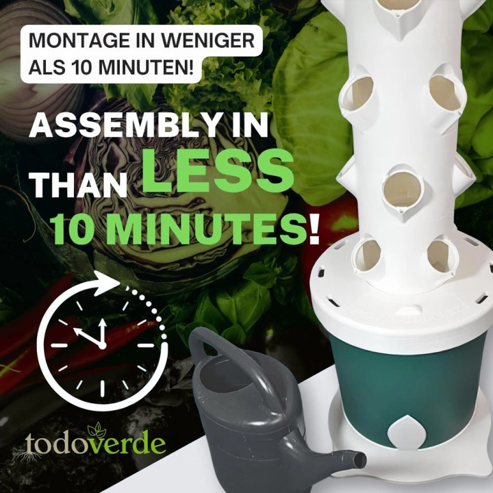 Hydroponisches System, Pflanzenturm mit 36 Pflanzplätzen