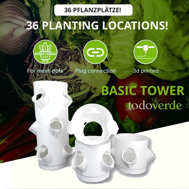 Hydroponisches System, Pflanzenturm mit 36 Pflanzplätzen